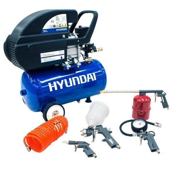 Hyundai 24L Direct Drive 'Home Series' Air Compressor W/ 5-Piece Air Tool Kit HY2524
