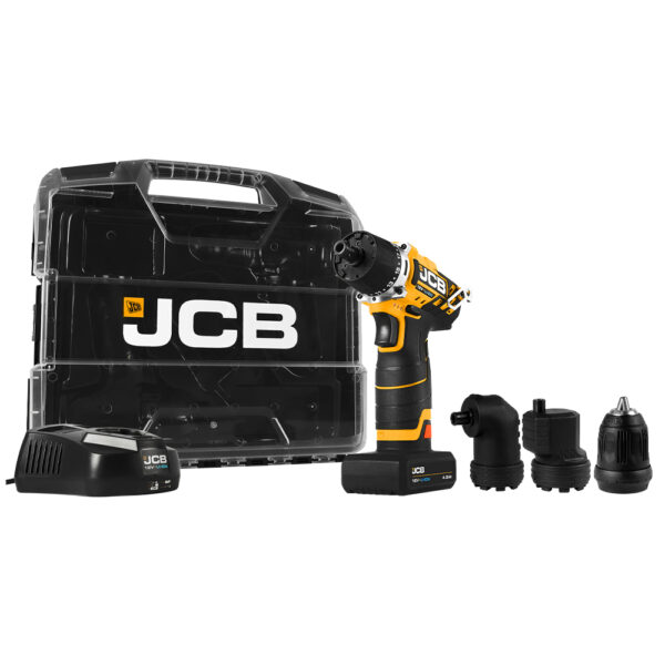 JCB 12V 4 in 1 Drill Driver 2.0Ah Batteries in W-Boxx 102 Power Tool Case