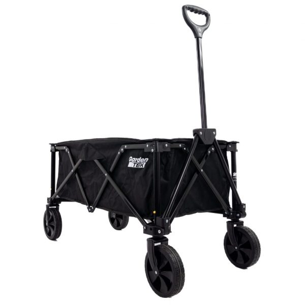 GardenTek Folding Trolley On Wheels, Garden Trolley 120kg Load 135L Capacity | GTW220