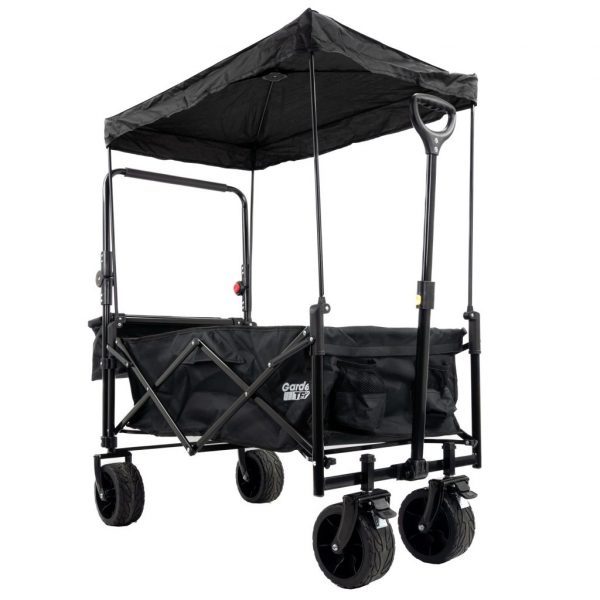 GardenTek Festival Trolley On Wheels, Brakes, Canopy And Side Box 90kg Load 120L Capacity | GTW330