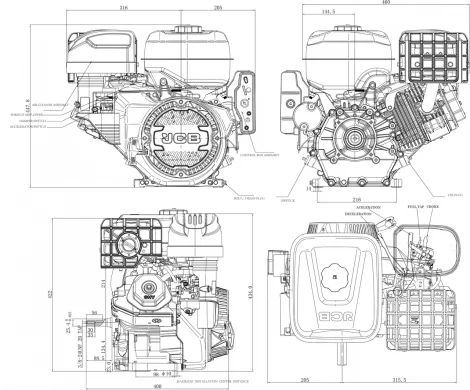 JCB 15hp 25.4mm 1” Petrol Engine, 457cc, 4 Stroke, OHV, Electric Start Horizontal Shaft | JCB-E460PE - Image 13