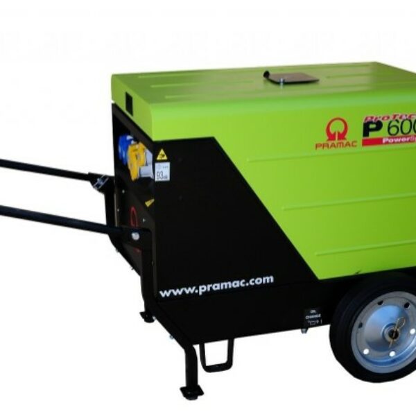 Pramac P6000 Electric Start Silent 230/110v Diesel Generator with wheel kit