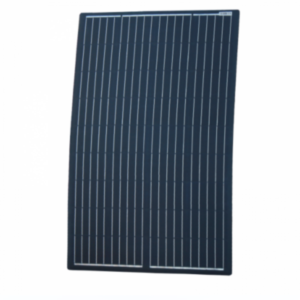 120W Black Reinforced Semi-Flexible Solar Panel With Round Rear Junction Box And 3M Cable, With Durable Etfe Coating