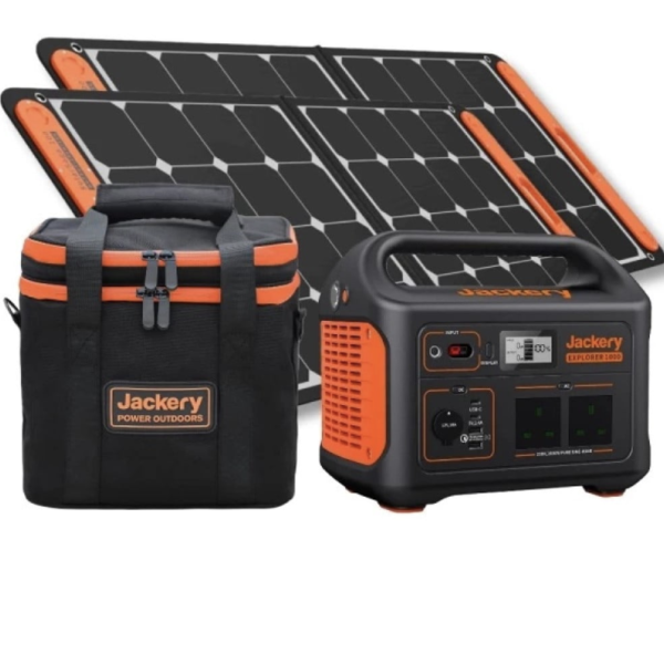 Jackery Explorer 1000 Portable Power Station + 2 SolarSaga 100W Solar Panels + Carrying Case