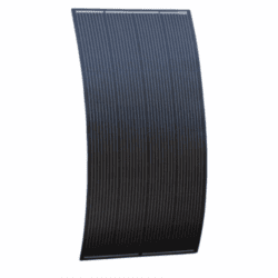 200W Black Semi-Flexible Fibreglass Solar Panel With Round Rear Junction Box And 3M Cable, With Durable Etfe Coating