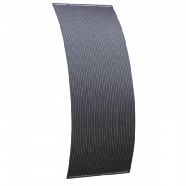 270W Black Semi-Flexible Fibreglass Solar Panel With Round Rear Junction Box And 3M Cable, With Durable Etfe Coating
