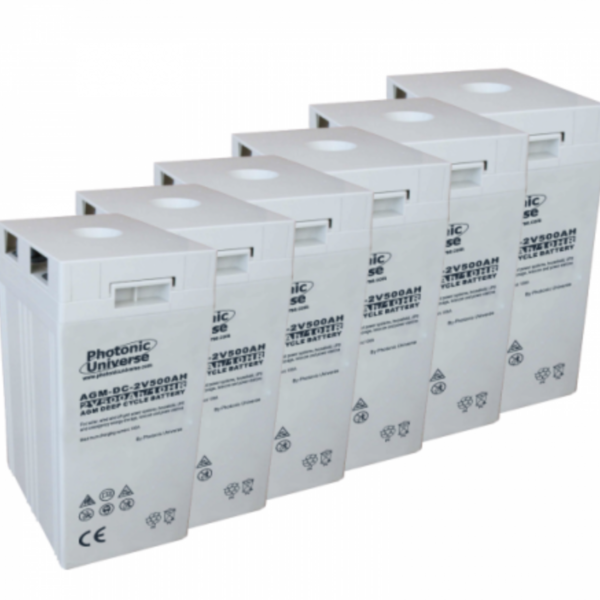 12V 500Ah Agm Deep Cycle Battery Bank (6 X 2V Batteries) For Large Power Systems And Energy Storage