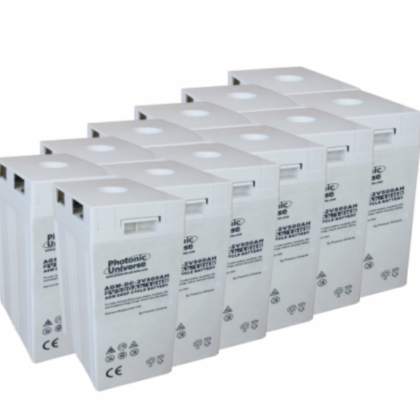 24V 500Ah Agm Deep Cycle Battery Bank (12 X 2V Batteries) For Large Power Systems And Energy Storage