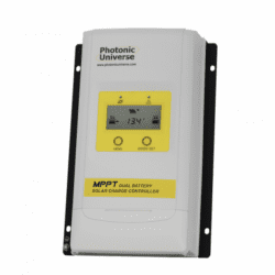 high efficiency 20a dual battery mppt solar charge controller with lcd display for solar panels up to 260w (12v battery system) / 520w (24v battery system)