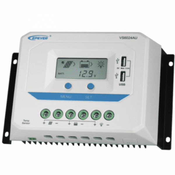 60a 12/24v solar charge controller / regulator with lcd display and powerful dual usb output (2.4a)