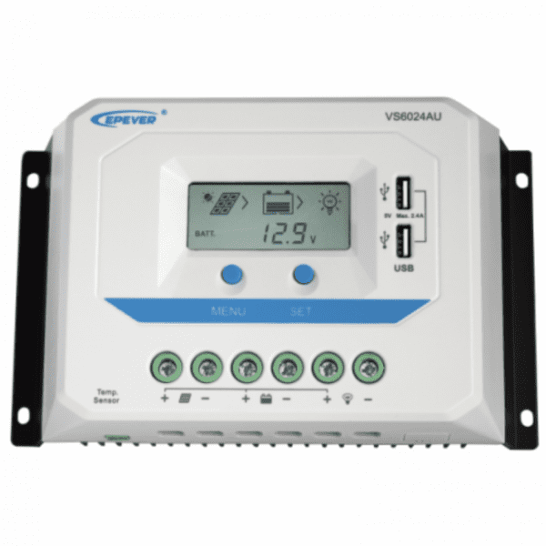 60a 12/24v solar charge controller / regulator with lcd display and powerful dual usb output (2.4a)