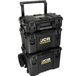 JCB Full Site System, 3-Piece Modular Tool Storage System with Cart, Tool Box, Tool Organiser Case & Heavy-duty 9’’ Wheel Trolley | JCB-SITESYS-ST