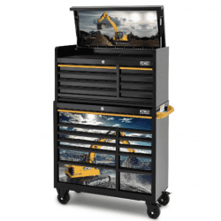 JCB 42’’ Roller Cabinet And Top Tool Chest Stack With Excavator Wrap | JCBEXCSTACK