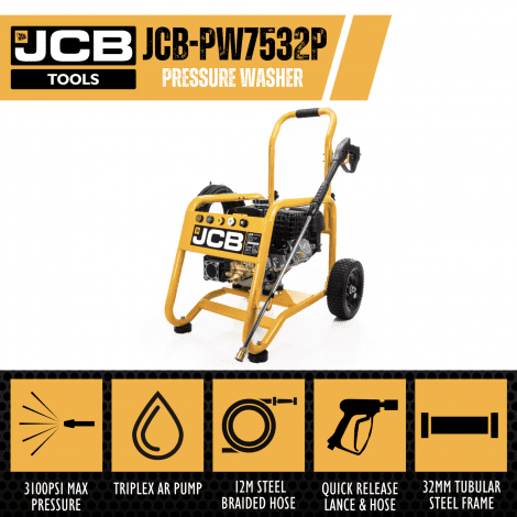 JCB Petrol Pressure Washer 3100psi / 213bar, Annovi Reverberi Triplex AR Pump, 10.7L/min Flow Rate, 224cc JCB Engine | - Image 3