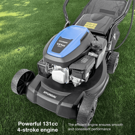 Hyundai 16’’ / 39cm Black Edition Hand Push Petrol Lawnmower, 131cc, 35L Grass Collect and Rear Discharge | HYM16130P - Image 2