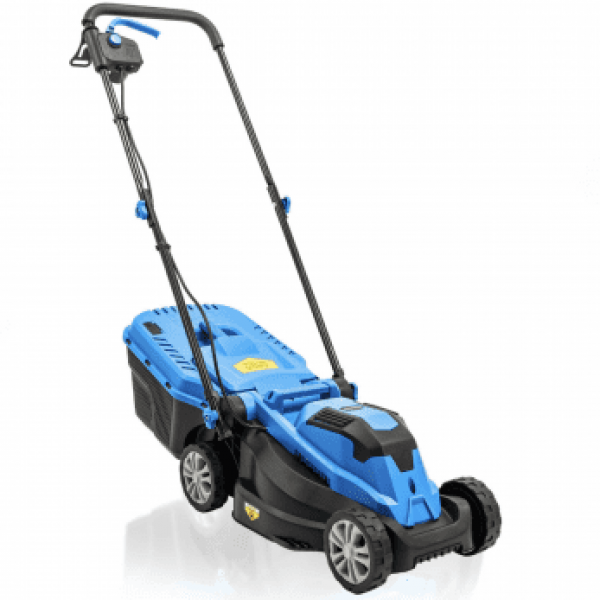 Hyundai 33cm 1300W Electric Lawn Mower, 11m Detachable Power Cable, 3 Heights & 30L Collection Bag | HYM3313E