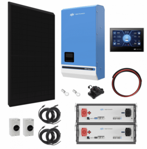 TBB Power 2.58Kw 48V Complete Off-Grid Solar Power System With 6 X 430W Sharp Solar Panels, 5Kw TBB Power Riiosun Hybrid Inverter And 2 X TBB Power Es100Ii 105Ah Batteries With Mounting Brackets