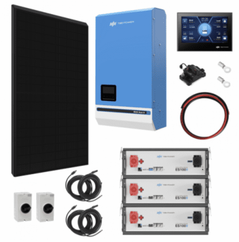 TBB Power 3.52Kw 48V Complete Off-Grid Solar Power System With 8 X 430W Sharp Solar Panels, 5Kw TBB Power Riiosun Hybrid Inverter And 3 X TBB Power Es100Ii 105Ah Batteries With Mounting Brackets