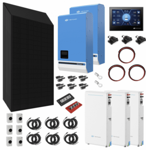 TBB Power 20.64Kw 48V Complete Off-Grid Solar Power System With 48 X 430W Sharp Solar Panels, 3 X 5Kw TBB Power Riiosun Hybrid Inverter And 3 X TBB Power Ps10 210Ah Batteries