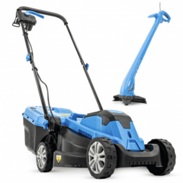 Hyundai Electric Lawn Care Bundle, 1300W 33cm Cut Lawn Mower & 250W Grass Trimmer | HYM3313EGT