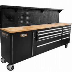 JCB JCB-01Y0109 Workshop Table Trolley and Tool Cabinet, 10 Drawers