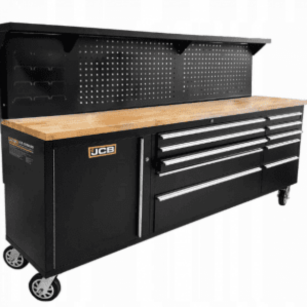 JCB JCB-01Y0109 Workshop Table Trolley and Tool Cabinet, 10 Drawers