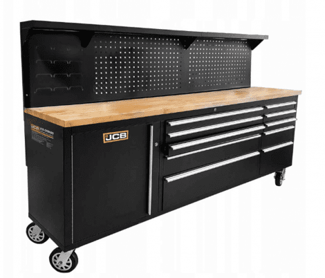JCB JCB-01Y0109 Workshop Table Trolley and Tool Cabinet, 10 Drawers