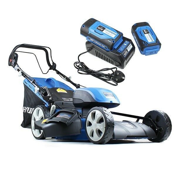 Hyundai HYM120LI510 120V Lithium Ion Cordless Battery Powered Self Propelled Lawn Mower With 2x Batteries & Charger